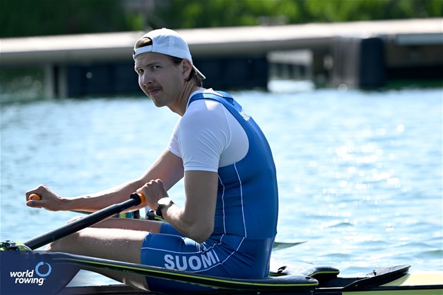 Olli-Pekka Karppinen, Men's Single Sculls, Finland, 2023 World Rowing Cup I, Zagreb, Croatia © Detlev Seyb / MyRowingPhoto.com