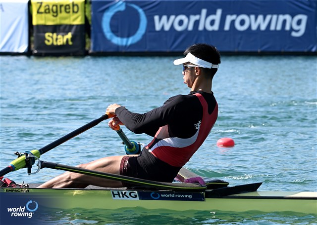 Hin Chun Chiu, Lightweight Men's Single Sculls, Hong Kong, China, 2023 World Rowing Cup I, Zagreb, Croatia © Detlev Seyb / MyRowingPhoto.com