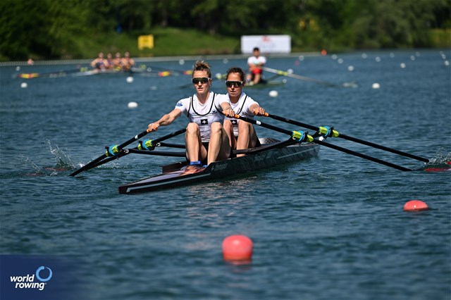 Patricia Merz (b), Frederique Rol (s), Lightweight Women's Double Sculls, Switzerland, 2023 World Rowing Cup I, Zagreb, Croatia © Detlev Seyb / MyRowingPhoto.com