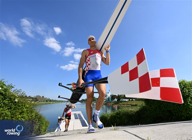 Martin Sinkovic (b), Valent Sinkovic (s), Men's Double Sculls, Croatia, 2023 World Rowing Cup I, Zagreb, Croatia © Detlev Seyb/MyRowingPhoto.com