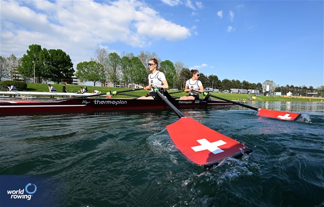 Patricia Merz (b), Frederique Rol (s), Lightweight Women's Double Sculls, Switzerland, 2023 World Rowing Cup I, Zagreb, Croatia © Detlev Seyb/MyRowingPhoto.com
