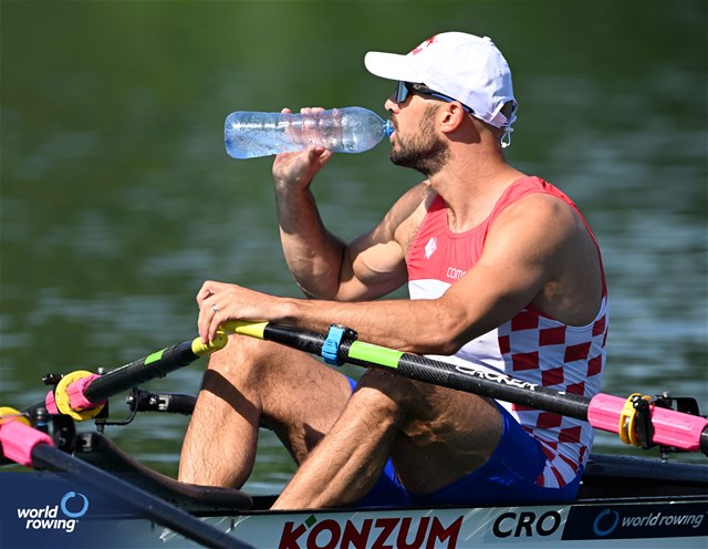 Martin Sinkovic (b), Men's Double Sculls, Croatia, 2023 World Rowing Cup I, Zagreb, Croatia © Detlev Seyb / MyRowingPhoto.com