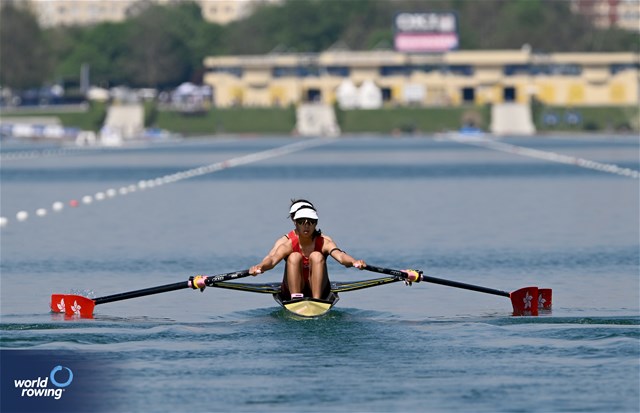 Sheung Yee Wong (b), Wing Yan Winne Hung (s), Lightweight Women's Double Sculls, Hong Kong, China, 2023 World Rowing Cup I, Zagreb, Croatia © Detlev Seyb / MyRowingPhoto.com