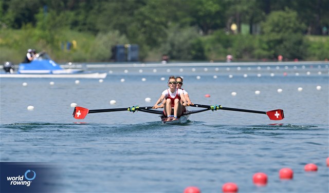 Patricia Merz (b), Frederique Rol (s), Lightweight Women's Double Sculls, Switzerland, 2023 World Rowing Cup I, Zagreb, Croatia © Detlev Seyb / MyRowingPhoto.com