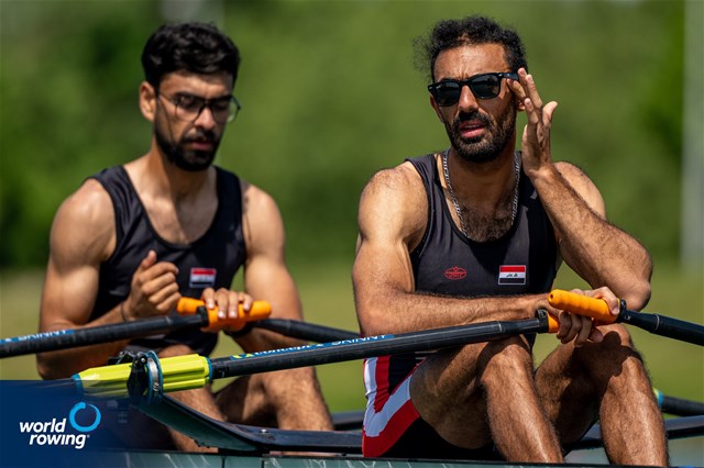 Ezzulddin Haayali (b), Mohammed Al-Khafaji (s), Lightweight Men's Double Sculls, Iraq, 2023 World Rowing Cup I, Zagreb, Croatia / World Rowing / Benedict Tufnell