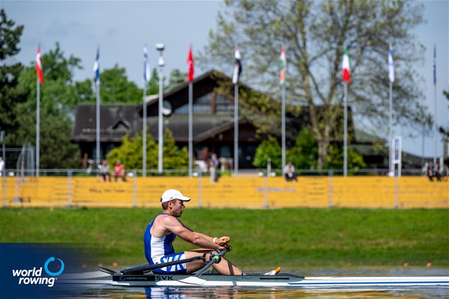 Jakub Herhonek, Men's Single Sculls, Slovakia, 2023 World Rowing Cup I, Zagreb, Croatia / World Rowing / Benedict Tufnell
