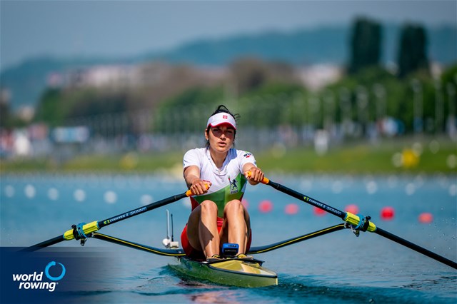 Desislava Angelova, Women's Single Sculls, Bulgaria, 2023 World Rowing Cup I, Zagreb, Croatia / World Rowing / Benedict Tufnell
