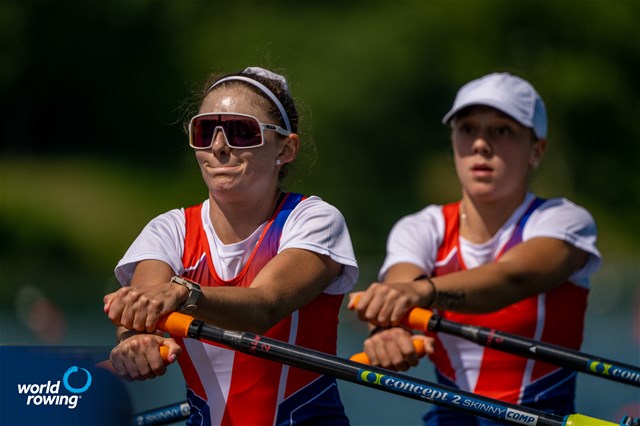 Antonia Leonor Liewald Heise (b), Isidora Niemeyer (s), Lightweight Women's Double Sculls, Chile, 2023 World Rowing Cup I, Zagreb, Croatia / World Rowing / Benedict Tufnell