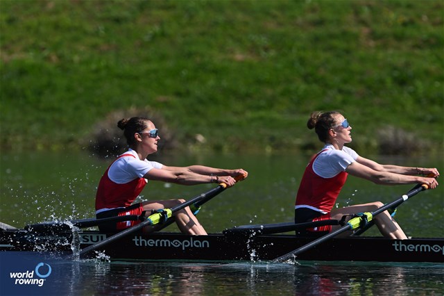 Patricia Merz (b), Frederique Rol (s), Lightweight Women's Double Sculls, Switzerland, 2023 World Rowing Cup I, Zagreb, Croatia © Detlev Seyb / MyRowingPhoto.com