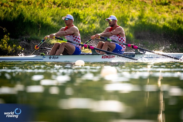 Martin Sinkovic (b), Valent Sinkovic (s), Men's Double Sculls, Croatia, 2023 World Rowing Cup I, Zagreb, Croatia © World Rowing / Benedict Tufnell