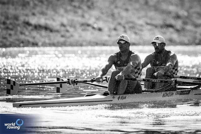 Martin Sinkovic (b), Valent Sinkovic (s), Men's Double Sculls, Croatia, 2023 World Rowing Cup I, Zagreb, Croatia © World Rowing / Benedict Tufnell