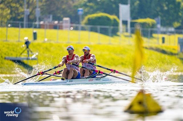 Martin Sinkovic (b), Valent Sinkovic (s), Men's Double Sculls, Croatia, 2023 World Rowing Cup I, Zagreb, Croatia © World Rowing / Benedict Tufnell