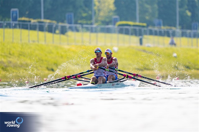 Martin Sinkovic (b), Valent Sinkovic (s), Men's Double Sculls, Croatia, 2023 World Rowing Cup I, Zagreb, Croatia © World Rowing / Benedict Tufnell