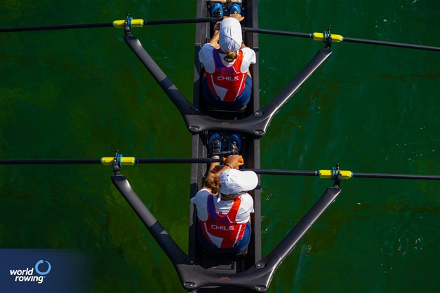 Antonia Leonor Liewald Heise (b), Isidora Niemeyer (s), Lightweight Women's Double Sculls, Chile, 2023 World Rowing Cup I, Zagreb, Croatia © World Rowing / Benedict Tufnell