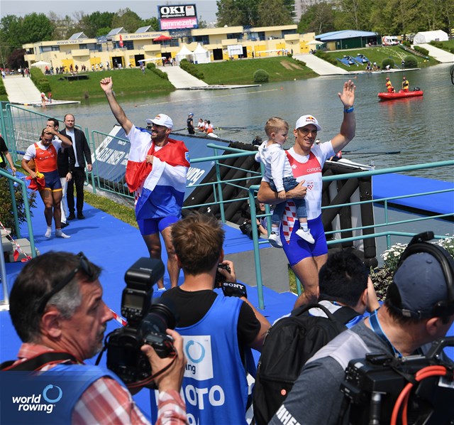 Martin Sinkovic (b), Valent Sinkovic (s), Men's Double Sculls, Croatia, 2023 World Rowing Cup I, Zagreb, Croatia © Detlev Seyb