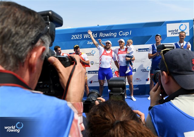 Martin Sinkovic (b), Valent Sinkovic (s), Men's Double Sculls, Croatia, 2023 World Rowing Cup I, Zagreb, Croatia © Detlev Seyb