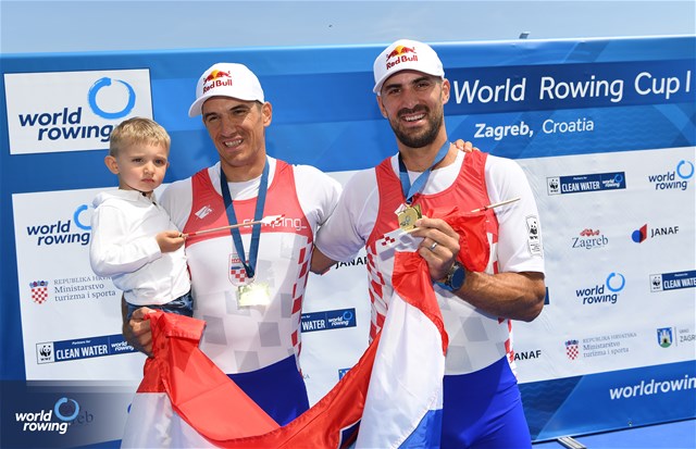 Martin Sinkovic (b), Valent Sinkovic (s), Men's Double Sculls, Croatia, 2023 World Rowing Cup I, Zagreb, Croatia © Detlev Seyb