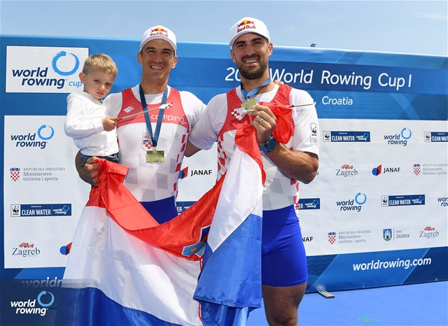 Martin Sinkovic (b), Valent Sinkovic (s), Men's Double Sculls, Croatia, 2023 World Rowing Cup I, Zagreb, Croatia © Detlev Seyb