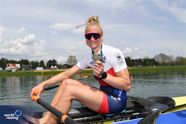 Lenka Luksova, Women's Single Sculls, Czech Republic, 2023 World Rowing Cup I, Zagreb, Croatia © Detlev Seyb
