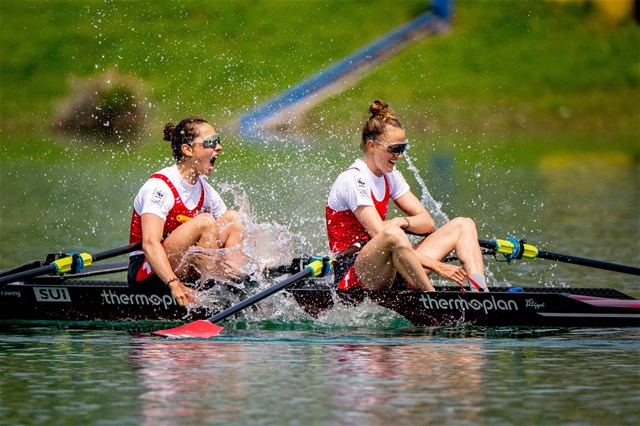Patricia Merz (b), Frederique Rol (s), Lightweight Women's Double Sculls, Switzerland, 2023 World Rowing Cup I, Zagreb, Croatia © World Rowing / Benedict Tufnell