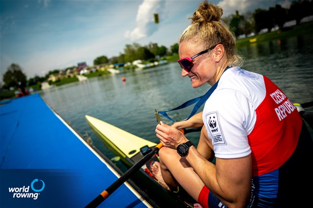 Lenka Luksova, Women's Single Sculls, Czech Republic, 2023 World Rowing Cup I, Zagreb, Croatia © World Rowing / Benedict Tufnell