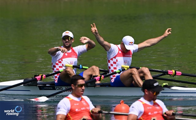 Martin Sinkovic (b), Valent Sinkovic (s), Men's Double Sculls, Croatia, 2023 World Rowing Cup I, Zagreb, Croatia © Detlev Seyb/MyRowingPhoto.com