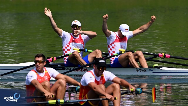 Martin Sinkovic (b), Valent Sinkovic (s), Men's Double Sculls, Croatia, 2023 World Rowing Cup I, Zagreb, Croatia © Detlev Seyb/MyRowingPhoto.com