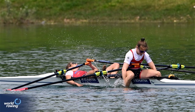 Eline Rol (b), Olivia Nacht (s), Lightweight Women's Double Sculls, Switzerland, 2023 World Rowing Cup I, Zagreb, Croatia © Detlev Seyb/MyRowingPhoto.com