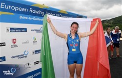 Aurora Spirito, Women's Single Sculls, Italy, Gold, 2023 European Rowing Under 19 Championships, Brive-la-Gaillarde, France / Detlev Seyb/MyRowingPhoto.com