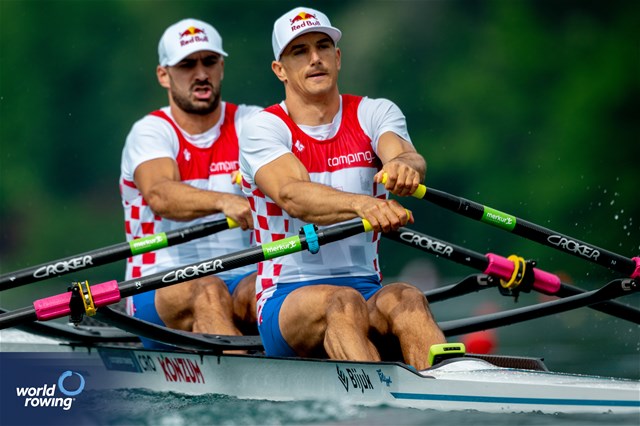 Martin Sinkovic (b), Valent Sinkovic (s), Men's Double Sculls, Croatia, 2023 European Rowing Championships, Bled, Slovenia / World Rowing/Benedict Tufnell