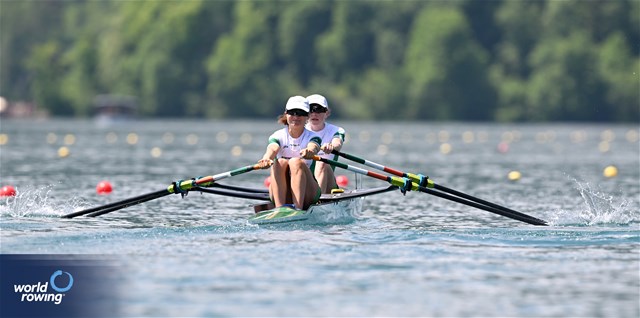 Aoife Casey (b), Margaret Cremen (s), Lightweight Women's Double Sculls, Ireland, 2023 European Rowing Championships, Bled, Slovenia / Detlev Seyb/MyRowingPhoto.com