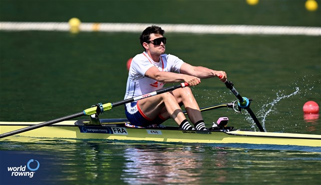 Hugo Beurey, Lightweight Men's Single Sculls, France, 2023 European Rowing Championships, Bled, Slovenia / Detlev Seyb/MyRowingPhoto.com