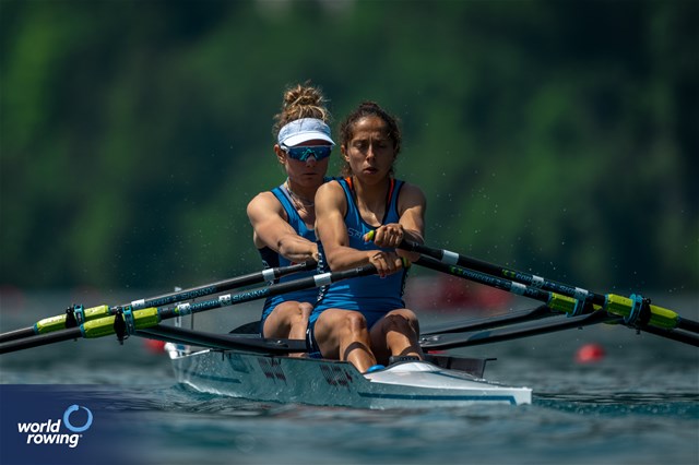 Federica Cesarini (b), Silvia Crosio (s), Lightweight Women's Double Sculls, Italy, 2023 European Rowing Championships, Bled, Slovenia / World Rowing/Benedict Tufnell