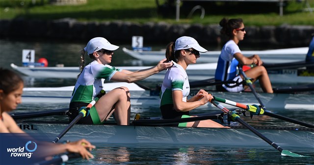Aoife Casey (b), Margaret Cremen (s), Lightweight Women's Double Sculls, Ireland, 2023 European Rowing Championships, Bled, Slovenia / Maren Derlien/MyRowingPhoto.com