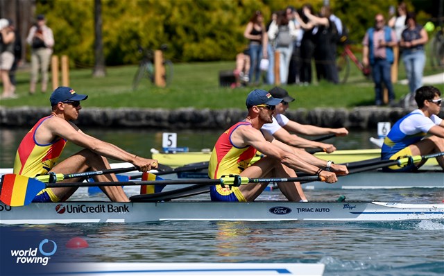 Florin Arteni (b), Ciprian Tudosa (s), Men's Double Sculls, Romania, 2023 European Rowing Championships, Bled, Slovenia / Maren Derlien/MyRowingPhoto.com