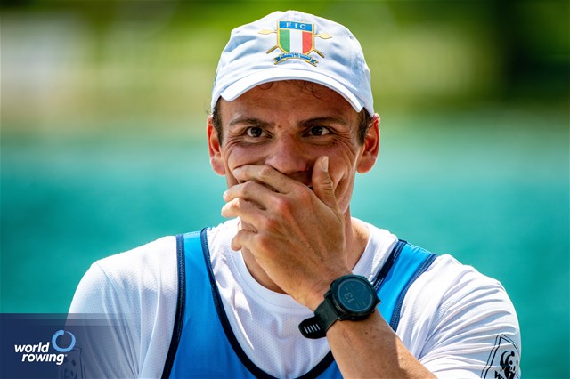 Giacomo Perini, PR1 Mens Single Sculls, Italy, Gold, 2023 European Rowing Championships, Bled, Slovenia / World Rowing/Benedict Tufnell