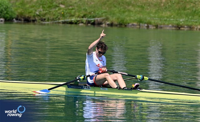 Hugo Beurey, Lightweight Men's Single Sculls, France, 2023 European Rowing Championships, Bled, Slovenia / Maren Derlien/MyRowingPhoto.com