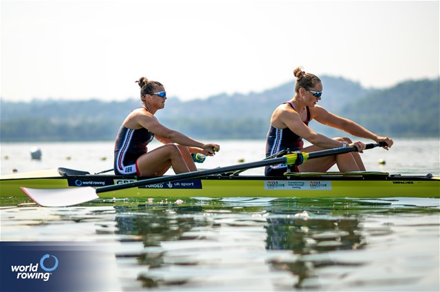 Rowan Mckellar (b), Esme Booth (s), Women's Pair, Great Britain, 2023 World Rowing Cup II, Varese, Italy / World Rowing/Benedict Tufnell