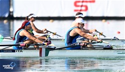 Elisa Corda (b), Luca Conti (s), PR3 Mixed Double Sculls, Italy, 2023 World Rowing Cup II, Varese, Italy / Detlev Seyb/MyRowingPhoto.com