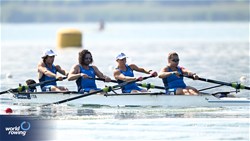 Tommaso Schettino (b), Marco Frank, Carolina Foresti, Greta Elizabeth Muti (s), Flavio Grasselli (c), PR3 Mixed Coxed Four , Italy, 2023 World Rowing Cup II, Varese, Italy / Detlev Seyb/MyRowingPhoto.com