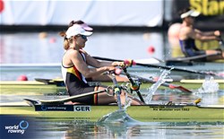 Julia Tertuente, Lightweight Women's Single Sculls, Germany, 2023 World Rowing Cup II, Varese, Italy / Detlev Seyb/MyRowingPhoto.com