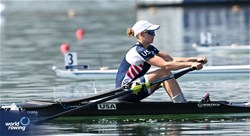 Sophia Luwis, Lightweight Women's Single Sculls, United States of America, 2023 World Rowing Cup II, Varese, Italy / Detlev Seyb/MyRowingPhoto.com