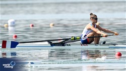 Aurelie Morizot, Lightweight Women's Single Sculls, France, 2023 World Rowing Cup II, Varese, Italy / Detlev Seyb/MyRowingPhoto.com