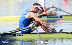 Kasper Hirvilampi, Lightweight Men's Single Sculls, Finland, 2023 World Rowing Cup II, Varese, Italy / Detlev Seyb/MyRowingPhoto.com