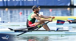 Sid Ali Boudina, Lightweight Men's Single Sculls, Algeria, 2023 World Rowing Cup II, Varese, Italy / Detlev Seyb/MyRowingPhoto.com