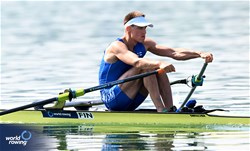 Kasper Hirvilampi, Lightweight Men's Single Sculls, Finland, 2023 World Rowing Cup II, Varese, Italy / Detlev Seyb/MyRowingPhoto.com