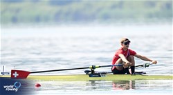 Gian Struzina, Lightweight Men's Single Sculls, Switzerland, 2023 World Rowing Cup II, Varese, Italy / Detlev Seyb/MyRowingPhoto.com