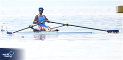 Ziya Mammadzada, Lightweight Men's Single Sculls, Azerbaijan, 2023 World Rowing Cup II, Varese, Italy / Detlev Seyb/MyRowingPhoto.com