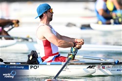 Jan Folga, PR1 Mens Single Sculls, Poland, 2023 World Rowing Cup II, Varese, Italy / Detlev Seyb/MyRowingPhoto.com