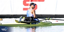 Shmuel Daniel, PR1 Mens Single Sculls, Israel, 2023 World Rowing Cup II, Varese, Italy / Detlev Seyb/MyRowingPhoto.com